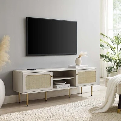 Soporte TV Modway Cambria 60" Ratán en Blanco Foto 1 de 4
