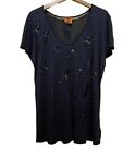 Tory Burch Vneck Black Swallow Sequined Top
