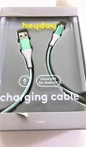 Heyday 6ft Micro USB Braided Cable For Android Charging Cable Color Light Green - Picture 1 of 2