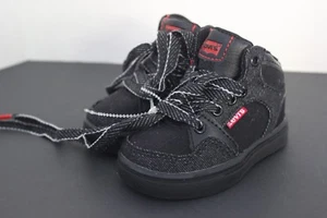 LEVI Baby TODDLER Athletic SNEAKERS~Size 4~Lace Up~Black~HI Top - Picture 1 of 8