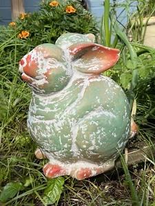 Ceramic Rabbit Sculpture Garden Yard Art Large Round Pottery Hare - Picture 1 of 20