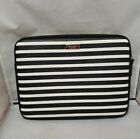 Kate Spade Black & White Stripes Padded Laptop Case Zip Up Sleeve 12" 