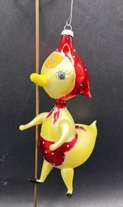 Sciarpa e Grembiule Vintage Italia Vetro Soffiato Anatra Decorazione Natalizia Rosso DeCarlini (?) - Foto 1 di 12