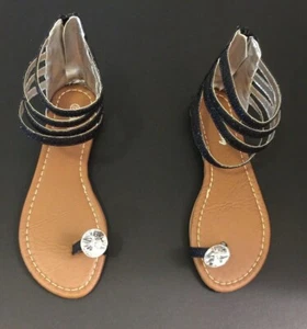 Blue Berry Women's Gladiator Roman Strap Sandal Flat Thong Shoes Black SZ 5.5 - Picture 1 of 5