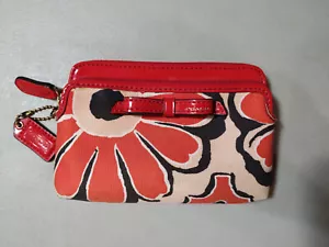COACH Women's Wallet, Red with Bow, Two Zipper Pockets, no wristlet strap - Picture 1 of 6