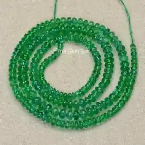 2.5mm-4mm Finest Zambian EMERALD Smooth Rondelle Beads 15 inch strand - Picture 1 of 7