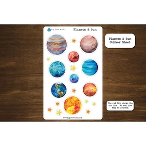 Planets Sticker Sheet | Space Stickers for Planner and Journal Stickers - Picture 1 of 1