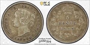 1885 Canada 5c silver PCGS XF40 large 5 - Picture 1 of 1