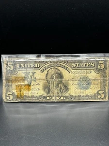 1899 FÜNF DOLLAR SILBER ZERTIFIKAT INDIAN CHIEF VEREINIGTE STAATEN BANKNOTE! - Bild 1 von 2