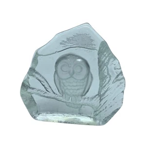 Kelonia kanadische Kunst Glas Briefbeschwerer Eule Figur Paperweight 4”x4” handgefertigt - Bild 1 von 5