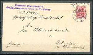 GERMANY 1903 Official Cover from Kgl. Staatsanwaltschaft Magdeburg to Tetschen - Picture 1 of 4