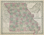 Colton's Missouri. Decorative antique US state map 1869 old chart