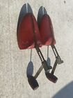 Vintage Adjustable Red Wooden Shoe Stretcher with Metal Arm Marked “R”