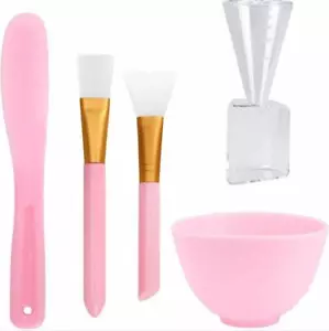 5 in 1 DIY Silicone Facial Mask Mixing Tool Kits Bowl Stick Brush & Soft Brushes - Picture 1 of 8