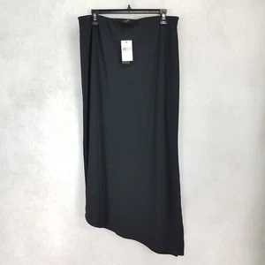 NEW AFRM Plus 1X Asymmetrical Ribbed Knit High-Low Straight Skirt Slit in Black - Picture 1 of 12
