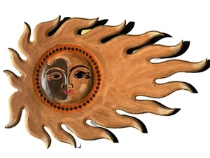 BEAUTIFUL SUN MOON TIKI BAR CELESTIAL PLAQUE WALL HANGING ART ISLAND HOME DECOR - Picture 1 of 1