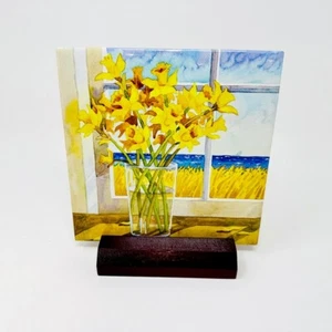Narzisse Blumen dekorative Fliese Kunst mit Ständer 6" x 6" Keramik Glanz RWA054AT - Bild 1 von 4