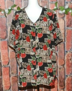Vintage Jaclyn Smith Blouse Size 22W Button Up Black Red Floral Granny Core - Picture 1 of 5