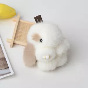 Llavero de piel de visón real de 8 cm conejo conejito bolsa de regalo para niños encanto colgante de teléfono para automóvil - Imagen 1 de 27