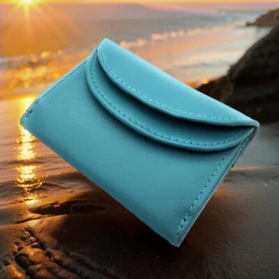 Jockey Club echt Leder Mini Geldbörse Wickelbörse Urlaubsbörse türkis