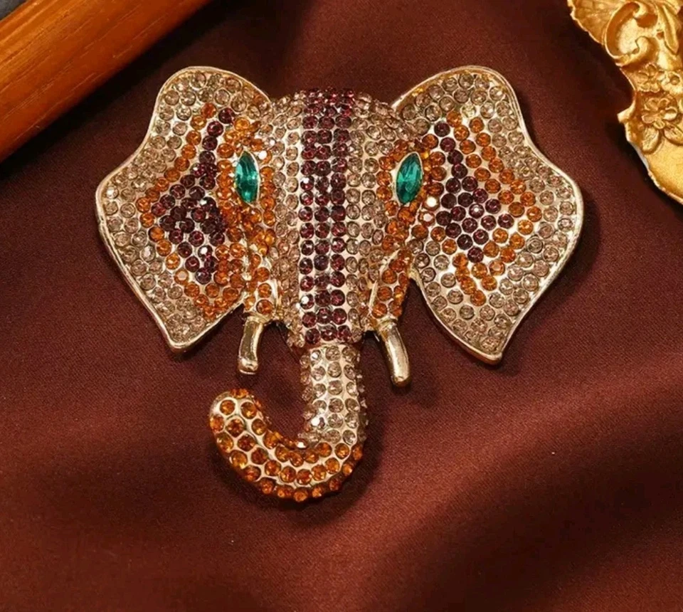 Broche prendedor elefante marrón Navidad joyería de moda NUEVO envío gratuito Lg 3 pulgadas Foto 1 de 1