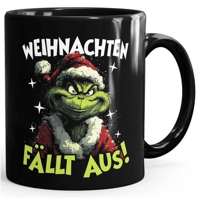 MOONWORKS Taza anti Navidad Grinch taza de Navidad dicho ironía mufla de Navidad