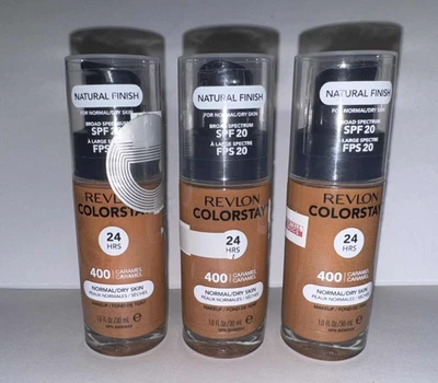 X3 Bottles~ REVLON Colorstay NATURAL FINISH Makeup Foundation~ 400 CARAMEL SPF20 - Image 1 of 2