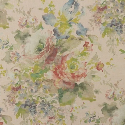 BALLARD DESIGNS LANGLEY BLUSH PINK FLORAL MULTIUSE LINEN FABRIC BY YARD 54"W - Image 1 of 4