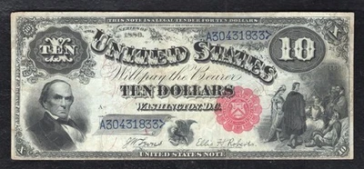 FR. BILLETE DE 10 DÓLARES “JACKASS” 113 1880 MONEDA DE CURSO LEGAL ESTADOS UNIDOS EN MUY BUEN ESTADO+ Foto 1 de 2