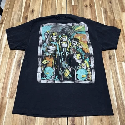 Винтажная мужская рубашка Korn L черная гигантская бирка хэви-метал группа гранж Y2K 2001 - Изображение 1 из 4