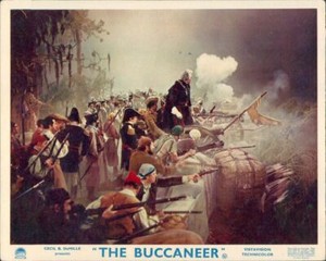 THE BUCCANEER CHARLTON HESTON BATTLE SCENE CECIL B. DEMILLE LOBBY CARD ORIGINAL