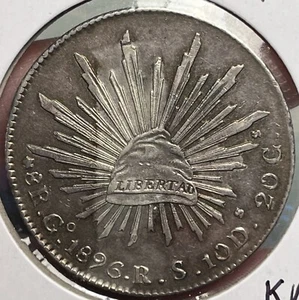 Mexico Lot 3 Coins: 1896 Go RS, 1888 Mo MH, 1883 Mo MH 8 Reales Cap & Rays~ BB6 - Picture 1 of 8
