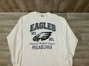 Camicia vintage PHILADELPHIA EAGLES bianca L/S Hanes made in USA - Foto 1 di 12