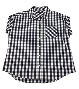 RB Sellars Women’s Shirt Sz 18 Navy White Gingham Short Sleeve Cotton Exc Cond - Picture 1 of 5