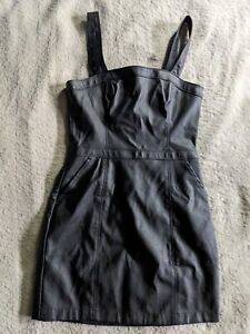 ABERCROMBIE & FITCH Faux Vegan Leather Mini Dress Womens XS Black