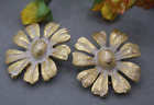 Vintage Park Lane Daisy Flower Clip Earrings Gold Tone