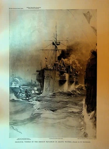 Hauptschiffe des deutschen Geschwaders in asiatischen Gewässern 1898 Druck H Reuterdahl - Bild 1 von 1