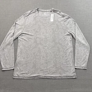 Tommy Bahama Shirt Mens Large Cork Gray Fleur De Frond Crew Neck Floral NWT - Picture 1 of 10