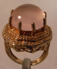STS Chuck Clemency Sterling Silver Gold Gilt CZ MOONSTONE Statement Ring sz 5.75