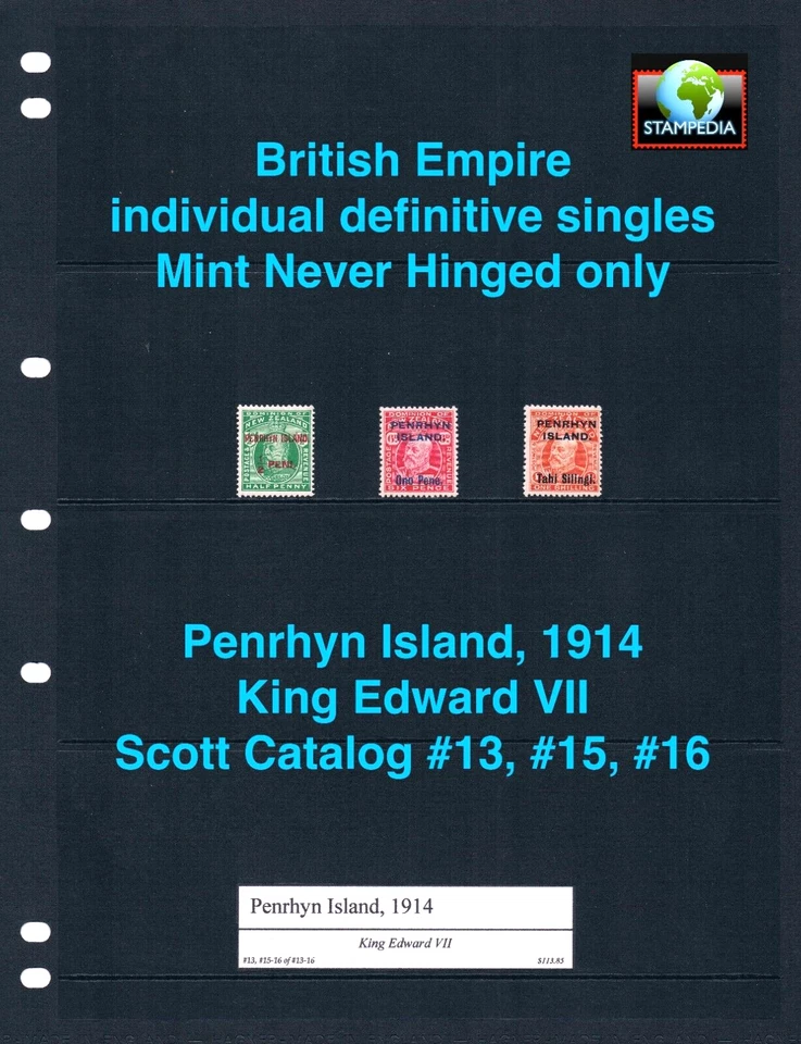 $113,85 Scott значение - 1914 PENRHYN ISL король Эдуард VII CV MNH NH UMM - Изображение 1 из 4