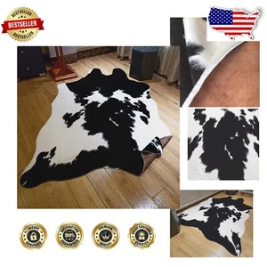 Soft and Elegant Faux Cowhide Area Rug - 4.6x6.6 ft Non-Slip and Water Repellent - Picture 1 of 7