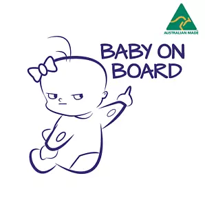 BABY ON BOARD Pointing Warning Sign Vinyl Decal Sticker 16 cm x 14 cm - Picture 1 of 16