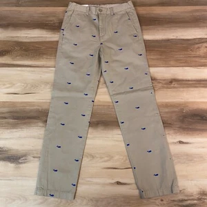 Crewcuts Pants Boys 14 Khaki Whale Embroidered Adjustable Waist Cotton Chino - Picture 1 of 9