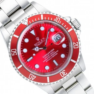 Rolex Submariner 16610 orologio uomo quadrante rosso e inserto Oyster con certificato originale - Foto 1 di 23