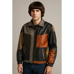 Pell Italia by Sandro Leather Jacket Men Medium Multi Patchwork Boho Festival - Picture 1 of 6