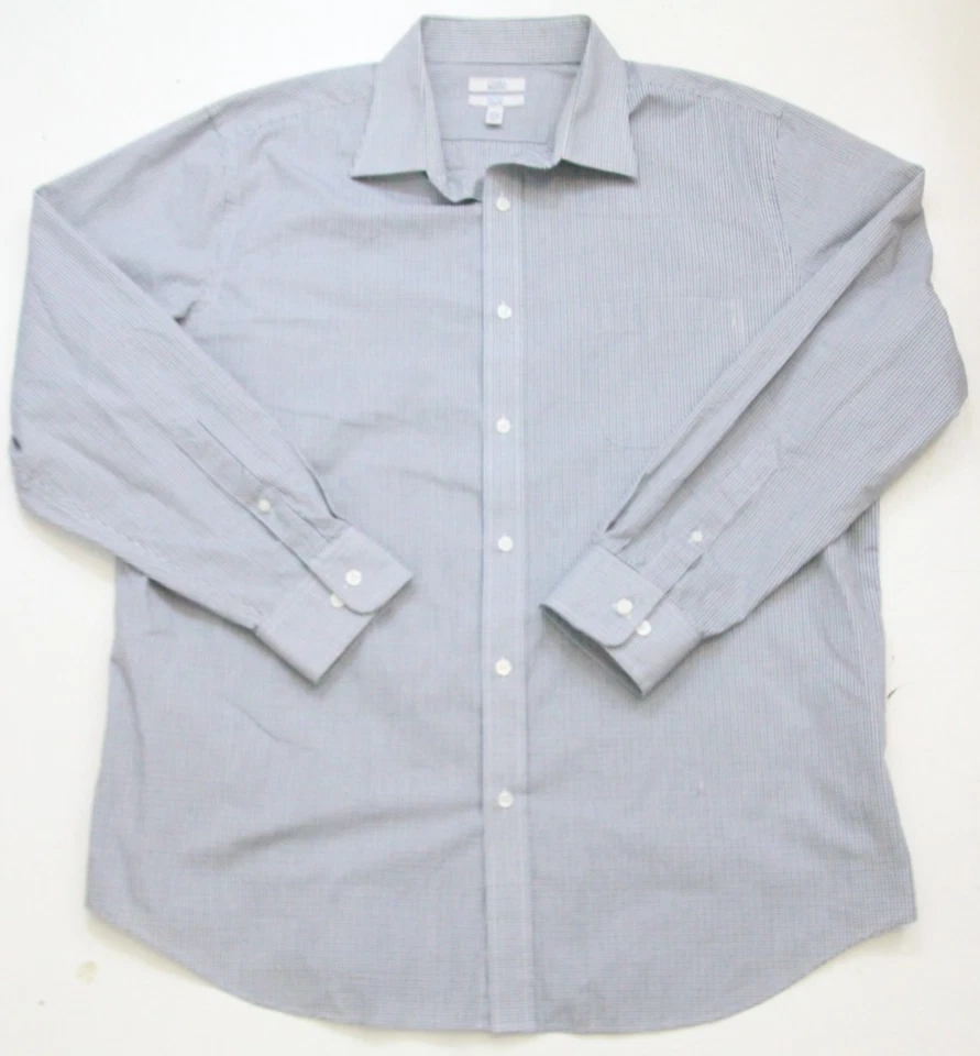 Camisa de vestir Croft & Barrow blanca negra y gris para hombre manga larga hombre XL 17,5 J36 Foto 1 de 4