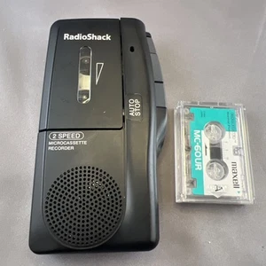 Radio Shack Vintage Black Microcassette Recorder 2-SPEED 14-1148 Tested Works - Picture 1 of 11