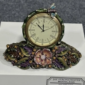 Jay Strongwater Leaf & Bee Mayfair Jeweled Enamel Desk Clock USA SDH6001459 - Picture 1 of 24