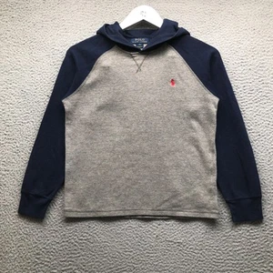 Polo Ralph Lauren Sweatshirt Hoodie Boys Youth M V-Stitch Embroidered Logo Gray - Picture 1 of 7