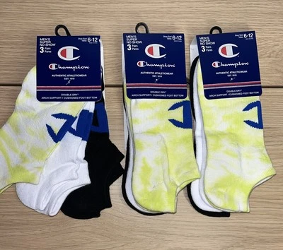 Champion 9 pares de calcetines súper no show para hombre talla 6-12 nuevos en paquete 3 paquetes nuevos Foto 1 de 4